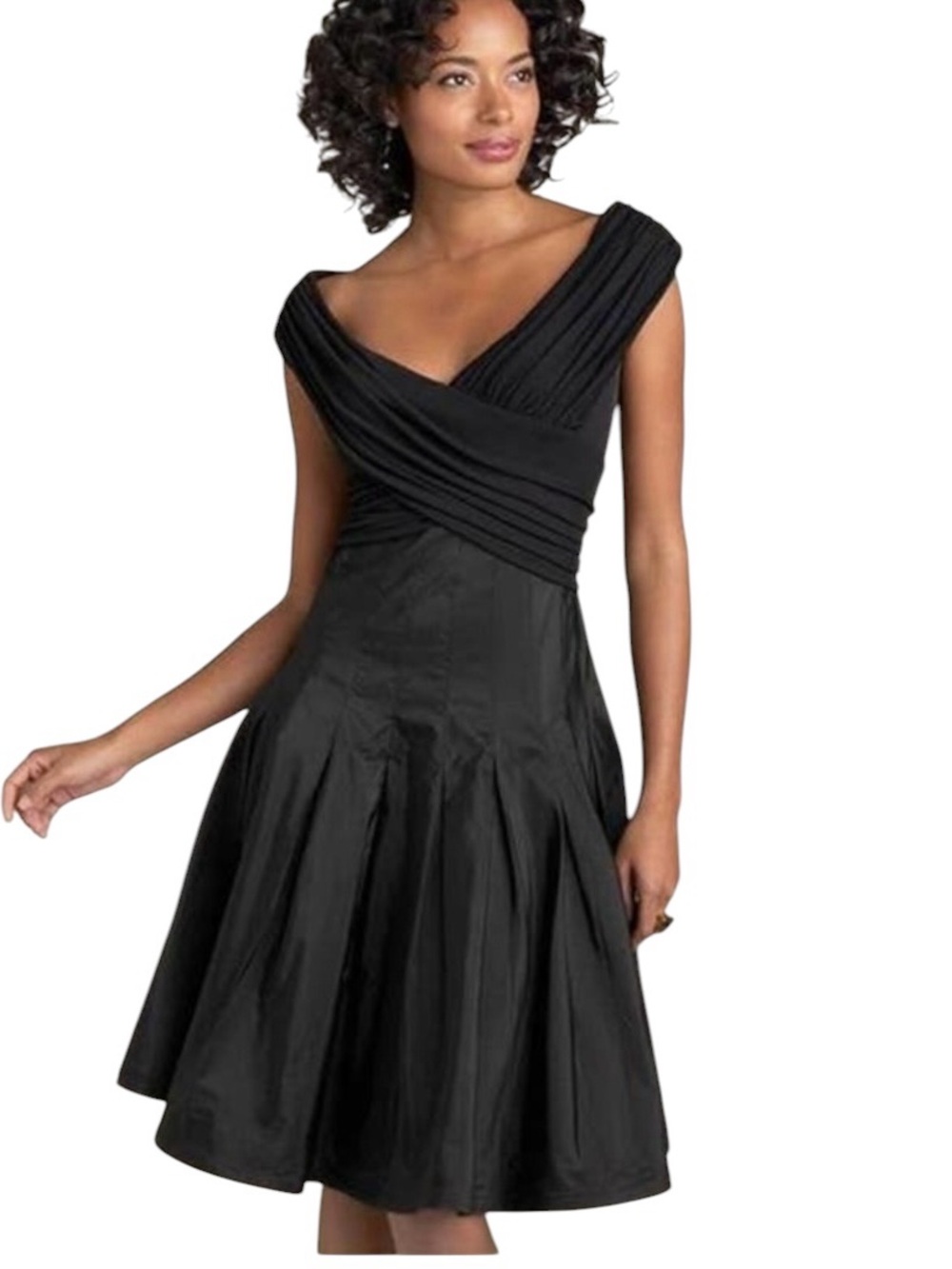 Tadashi Shoji Collection Black Taffeta A-Line Cocktail Dress Size 6